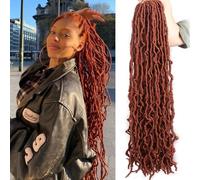 Samtress 7 Packs Long Goddess Locs Crocher Hair 30 Inch Copper Red Messy Faux Locs Crochet Braids Synthetic Pre-looped New Faux Locs Crochet Braids New Soft Locs Braiding Hair for Women (#350)