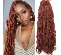 Samtress 7 Packs New Faux Locs Crochet Hair 24 Inch Long Pre-looped Goddess Faux Locs Crochet Braids Copper Red Messy Faux Locs Crochet Braids Synthetic Soft Curly Locs Braiding Hair for Women (#350)
