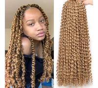 Samtress 7 Packs Water Wave Crochet Hair 24 Inch Passion Twist Hair Long Pre looped Bohemian Curly Braiding Hair Synthetic Hot Water Setting Braiding Hair Extensions for Women (#27)