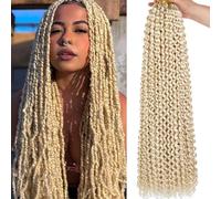 Samtress 7 Packs Water Wave Passion Twist Crochet Braids 24 Inch Blonde Passion Twist Hair Long Pre looped Bohemian Curly Hair for Butterfly Locs Crochet Braids Synthetic for Women (#613)