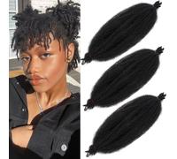 Samtress 8 Inch Pre-Separated Springy Afro Twist Hair 3 Packs Marley Twist Braiding Hair Extensions Natural Black Spring Twist Hair For Distressed Soft Locs Crochet Braids Synthetic (#1B)