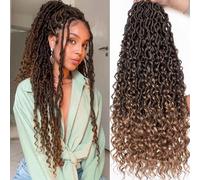 Samtress 8 Packs New Faux Locs Crochet Hair 24 Inch Omber Blonde Goddess Locs Crochet Hair Bohemian Soft River Crochet Braids with Curly Ends Pre-looped Locs Synthetic Crochet Braids Extensions (#T27)