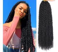 Samtress 8 Packs Passion Twist Crochet Hair 22 Inch Pre-twisted Passion Twist Hair Pre Looped Curly Bohemian Synthetic Braiding Hair Extensions for Women (#2)