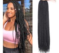 Samtress Crochet Hair 8 Packs Long Box Braids Synthetic 30 Inch Natural Black Goddess Box Braids for Women 144 Strands Pre-looped Boho 3X Braids Hair Extensions Crochet Braids (#1B)