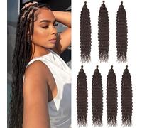 Samtress Deep Wave Crochet Hair 24 Inch Ocean Wave Twist Hair Synthetic 7 Packs Dark Brown Water Wave Curly Braiding Hair Extensions for Women (#4)