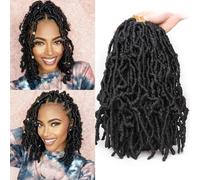 Samtress Faux Locs Crochet Hair Soft Locs 12 Inch Pre-looped New Faux Locs Crochet Braids 6 Packs Natural Black Goddess Locs Crochet Hair Curly Faux Locs Braiding Hair Extension for Women (#1B)