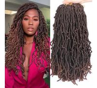 Samtress Faux Locs Crochet Hair Soft Locs 18 Inch 7 Packs Goddess Locs Crochet Hair Curly Faux Locs Braiding Hair for Women Ombre Brown Pre-looped New Faux Locs Crochet Braids Extension (#T30)