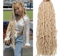 Samtress Faux Locs Crochet Hair Soft Locs 24 Inch Blonde Pre-looped New Faux Locs Crochet Braids 7 Packs Long Goddess Locs Crochet Hair Curly Faux Locs Braiding Hair Extension for Women (#613)