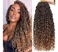 Samtress Goddess Faux Locs Crochet Hair 18 Inch Bohemian Hippie Locs Crochet Braids for Black Women 8 Packs Omber Blonde Pre-looped Soft River Locs Crochet Braids with Curly Ends (#T27)