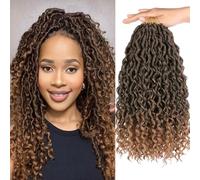 Samtress Goddess Locs Crochet Hair 14 Inch Faux Locs Crochet Hair for Black Women 8 Packs Omber Blonde Pre-looped River Locs Crochet Braids with Curly Ends Bohemian Hippie Locs Crochet Hair (#T27)