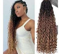 Samtress Goddess Locs Crochet Hair 30 Inch Curly Faux Locs Crochet Hair 8 Packs Pre-looped Soft River Locs Crochet Braids for Women Bohemian Hippie Locs Synthetic Crochet Hair Extensions (#1B/30/27)