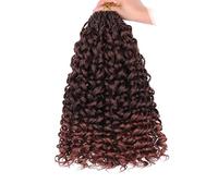 Samtress Gogo Curl Crochet Hair 14 Inch Ombre Ginger Pre Looped Ocean Wave Crochet Hair 8 Packs Water Wave Braiding Hair for Women Deep Twist Curly Bohemian Crochet Box Braids Synthetic (#T350)