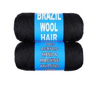 Samtress laine brésilienne cheveux fil acrylique pour africaine au crochet tresses Faux Locs tricot cheveux fibre synthétique extensions de cheveux 2 rouleaux naturellement noir