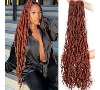 Samtress Long Faux Locs Crochet Hair Soft Locs 7 Packs Goddess Locs Crocher Hair 36 Inch Copper Red New Faux Locs Crochet Braids Messy Soft Locs Braiding Hair for Women (#350)