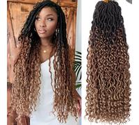 Samtress Lot de 8 paquets de fausses dreadlocks au crochet avec extrémités bouclées - 61 cm - Style bohème hippie - Pour femme (#1B/30/27)