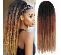 Samtress Marley Twist Braiding Hair 24 Inch Afro Kinky Twist Crochet Hair Extensions 8 Packs Ombre Springy Afro Kinky Twist Crochet Hair for Faux Locs Synthetic Braiding Hair for Women (#1B/30/27)