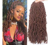 Samtress New Faux Locs Crochet Hair 18 Inch Soft Crochet Locs For Natural Butterfly Locs Style 7 Packs Brown Pre Looped Goddess Locs Crocher Hair Synthetic Curly Locs Braiding Hair for Women (#30)