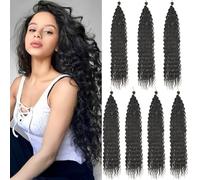 Samtress Ocean Wave Twist Crochet Hair Natural Black Ocean Twist Braiding Hair 30 Inch 7 Packs Deep Wave Curly Braiding Hair Extensions Long Curly Wave Crochet Hair Synthetic For Black Women (#1B)