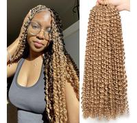 Samtress Passion Twist Crochet Hair 18 Inch Bohemian Curly Braiding Hair for Butterfly Locs 7 Packs Water Wave Passion Twists Crochet Braids Synthetic for Black Women (#27)