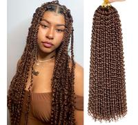 Samtress Passion Twist Hair 18 Inch Water Wave Crochet Hair 7 Packs Brown Pre looped Passion Twists Hair for Spring Twists、Butterfly Locs Crochet Braids Hair Extensions for Women (#30)