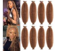 Samtress Springy Afro Twist Hair 24 Inch 8 Packs Pre-Separated Kinky Marley Twist Braiding Hair for Distressed Faux Locs Spring Twist Hair Extensions for Black Women (#27)