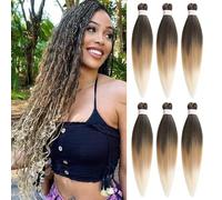 Samtress Tresses pré-étirées 6 paquets 24 pouces 3 ton simple Briad Ombre Blond Yaki Texture Kanekalon Tresses synthétiques Extensions de cheveux Eau chaude Réglage Crochet Tresses Twists