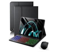 SAMTUNK Étui avec clavier pour Amazon Fire Max 11 (13e génération, 11") - Étui avec clavier rétroéclairé arc-en-ciel - Porte-crayon intégré avec souris - Noir