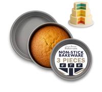 Samuel Groves Lot de 3 moules à gâteau ronds Victoria à bords droits et profonds à base fixe, double revêtement antiadhésif, fabriqué au Royaume-Uni (15,2 cm/17,8 cm/20,3 cm)