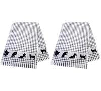 Samuel Lamont Torchon en Coton, Noir Minuit, Taille Unique (Lot de 2)