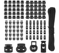 Samulee 100 Pièces Bouchon de Cordon 3.5mm/4.5mm/5mm/6mm, 4 Styles Bloque Lacet, Verrous à Ressort pour Cordons, Verrou D'extrémité de Cordon écluse en Plastique Célibataire/Double Trou