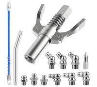 Samulee 22 Pièces Embout Pompe a Graisse, Raccord de Pistolet à Graisse avec 9 Graisseur, G Coupler Embout avec Tuyau de 30cm et Rallonge Métallique de 15cm pour Tous Les Types de Pompes à Graisse