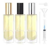 Samulee 3 Pièces Vaporisateur Parfum Verre 30ml, Flacon Parfum Vide Rechargeable, Atomiseur en Verre, Bouteille Vide pour Voyage, Vacances, Cadeaux (Capuchon Doré, Argenté et Noir)