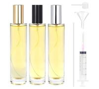 Samulee 3 Pièces Vaporisateur Parfum Verre 50ml, Flacon Parfum Vide Rechargeable, Atomiseur en Verre, Bouteille Vide pour Voyage, Vacances, Cadeaux (Capuchon Doré, Argenté et Noir)