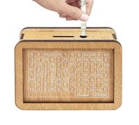 Samuliy Caisse d'épargne en Bois pour Coffre-Fort,Coffret bancaire en Bois | Boîte de défi d’épargne,Compteur d'argent interactif, boîte de défi d'épargne Interactive avec Objectif d'argent et