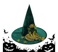 Samuliy Chapeau de Sorcière Vert Adulte,Chapeau de Sorcière Vert, Accessoire de couvre-chef Wizard Caps, Accessoires de déguisement, chapeau de sorcière pour femmes, casquettes de magicien de vigne