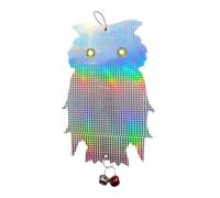 Samuliy Leurres hiboux pour effrayer les oiseaux, accrocher chouette effrayante réfléchissante avec clochette, leurre de hibou décoratif double face, aveugle à oiseaux pratique pour faucons, corbeaux,