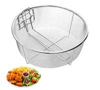 Samuliy Panier Rond pour Friteuse | Panier Rond À Frites Panier Rond pour Frire des Collations Paniers À Frites en Acier Inoxydable - Panier À Frire Pliant avec Poignée Et Crochets pour La Poêle