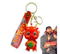 Samuliy Porte-clés dragon chinois 2024 - Porte-clés avec pendentif dragon chinois pour le Nouvel An chinois 2024, pour homme et femme, Dragon kaki rouge, Refer to description