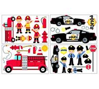 Samunshi® 34 piece Police Fire Brigade Wall Sticker Set for Children's Bedroom Baby Nursery by plot4u 4x 16x26cm