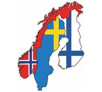 Samunshi® Autocollant scandinave pour voiture aux couleurs nationales Norvège Suède Finlande 11 x 15 cm