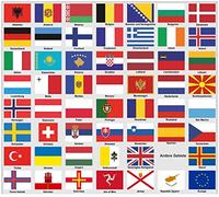 Samunshi® Lot d'autocollants pour voiture - 55 drapeaux - 2 cm de large chacun - Drapeaux de pays - Modélisme - Vélo, voiture, moto