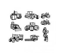 Samunshi® Lot de 9 pièces Trecker Sticker Mural Moissonneuse-batteuse Tracteur, Noir, 8X 22x30cm
