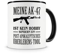 Samunshi® Tasse à café avec inscription « Meine AK-47 ist kein Hobby » Noir 300 ml