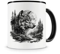 Samunshi Tasse avec motif de loup dans la forêt, tasse à thé pour les fans d'animaux, animaux de la forêt, tasse à café, tasse à café, tasse à café, tasse à thé amusante pour anniversaire, pour les