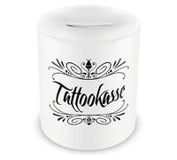 Samunshi® Tirelire avec motif tatouage pour tous les gens qui aiment voyager Tattookasse mit Schnörkel 330ml Blanc.