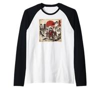 Samurai Bearded Dragons Japanese Vintage Gifts Graphic Art Manche Raglan