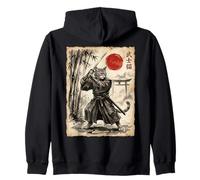 Samurai Cat Anime Japanese Art Funny Graphic Ukiyo-e Art Sweat à Capuche