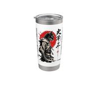 Samurai Cat Anime Japonais Samouraï Gobelet isotherme en acier inoxydable double paroi