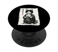 Samurai Cat - Chat Japonais Guerrier Ukiyo-e PopSockets PopGrip Adhésif