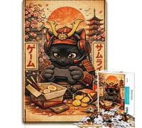 Samurai Cat Gamer Puzzle en Bois 500 pièces, Activité Intérieure | Pour les passionnés : Puzzle pour adultes - activité autour de la table le w nd.